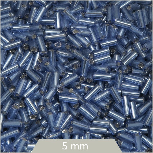40 g de perles tubes en verre bleu-gris 2x5 mm