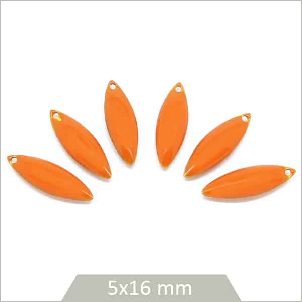 achat breloque émaillée navette orange