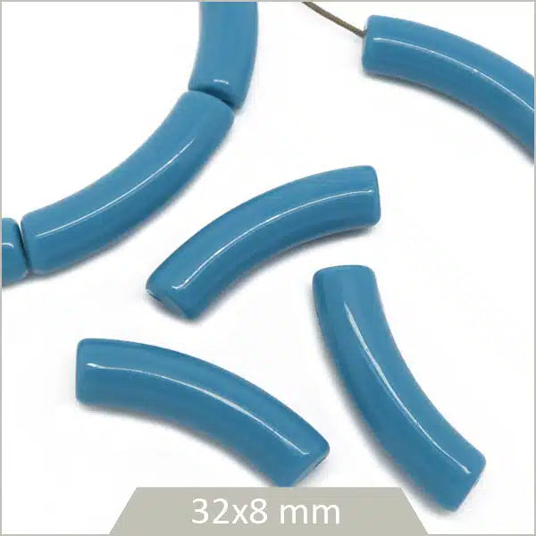 Fournisseur perles acrylique tube incurvé bleu