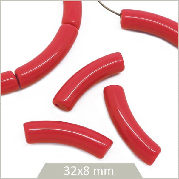 vente perles tubes acetate rouge