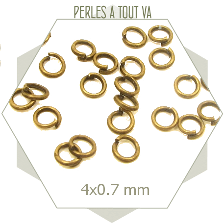 200 anneaux ouverts 4 mm bronze