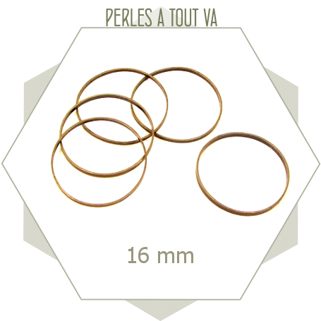 20 anneaux ronds fermés 16mm  bronze - perles à tout-va