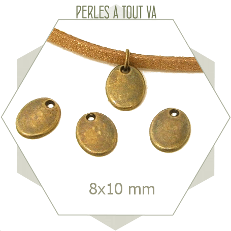 10 breloques ovales couleur bronze pour bijoux