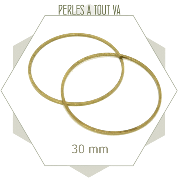 12 anneaux fermés cercle 30 mm laiton brut doré - connecteurs