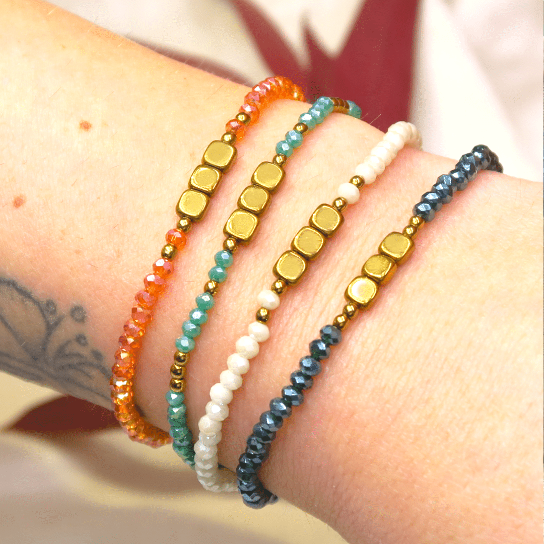 DIY bracelets élastiques doré avec perles