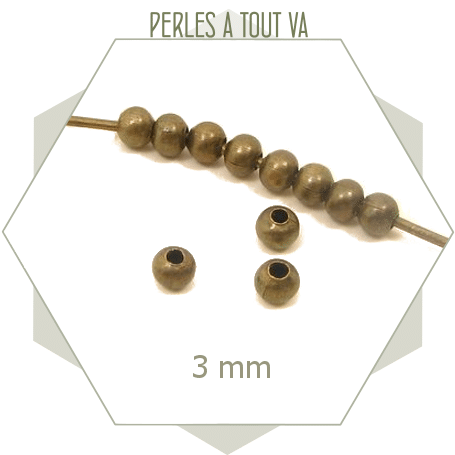 50 perles 3 mm bronze