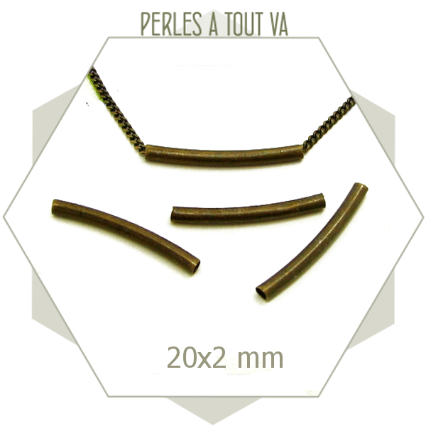 20 perles tubes bronze 20x2mm